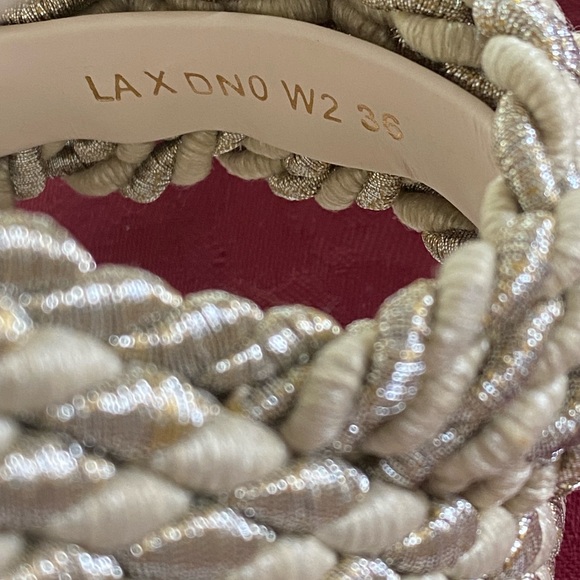 22:06 Valentino Woven Fabric Rockstud Torchon Platform Sandals - Picture 12 of 16